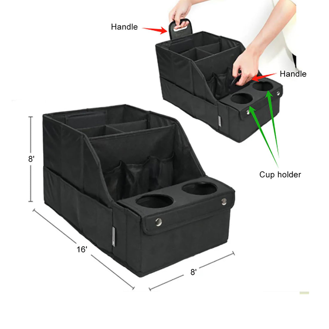 Tespart - Storage Bag Lower Center Console Organizer With Cup Holder for Cybertruck