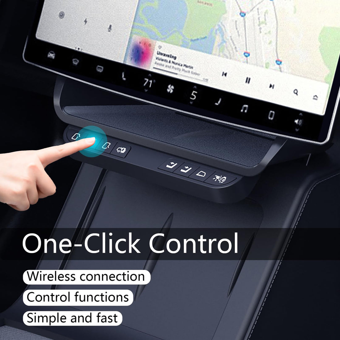 Tespart - Storage Box Intelligent Control Physical Buttons for Tesla Model 3 Highland/Y (LHD)