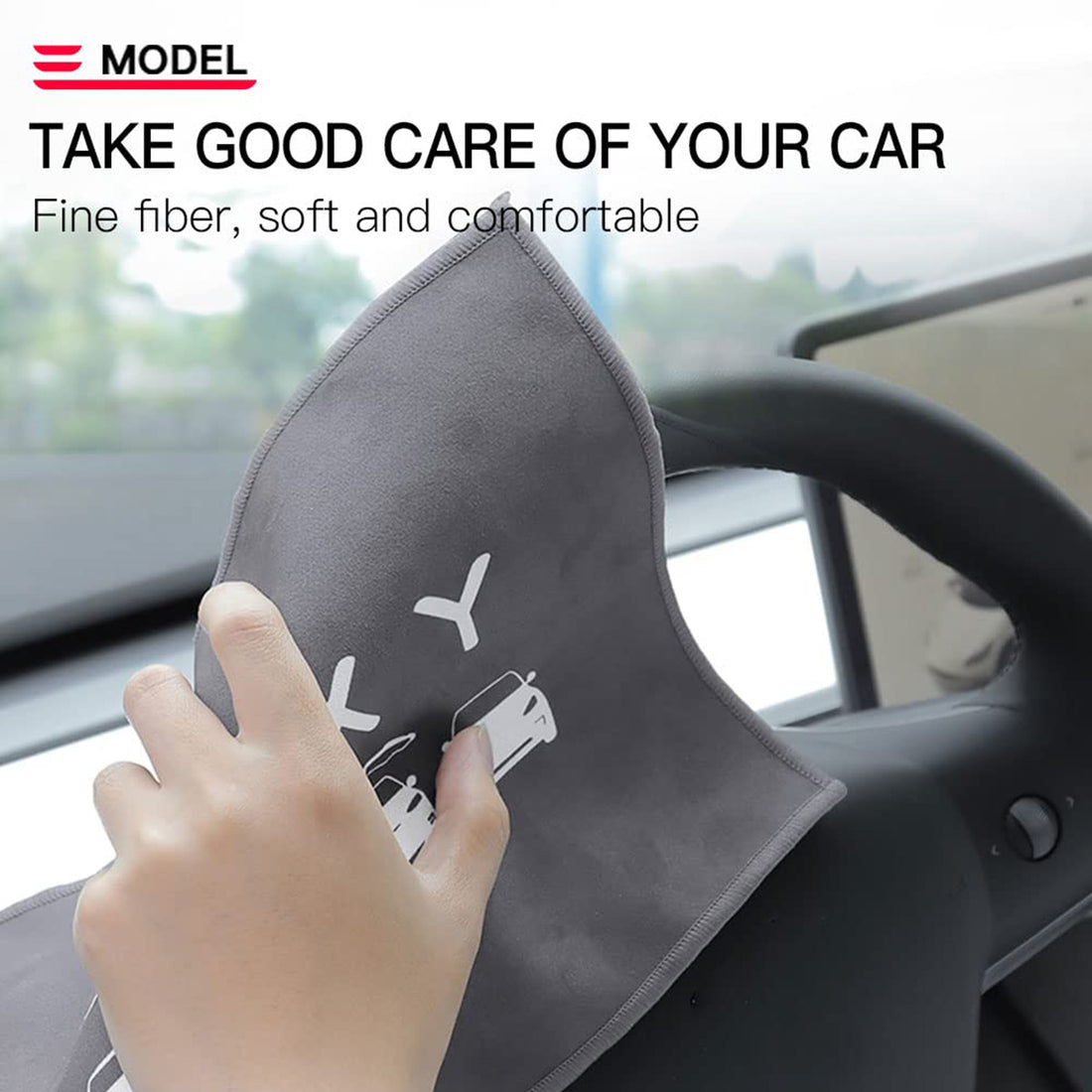 Tespart - Suede Coral Velvet Double-Sided Car Towel For Tesla Model 3/Y/X/S