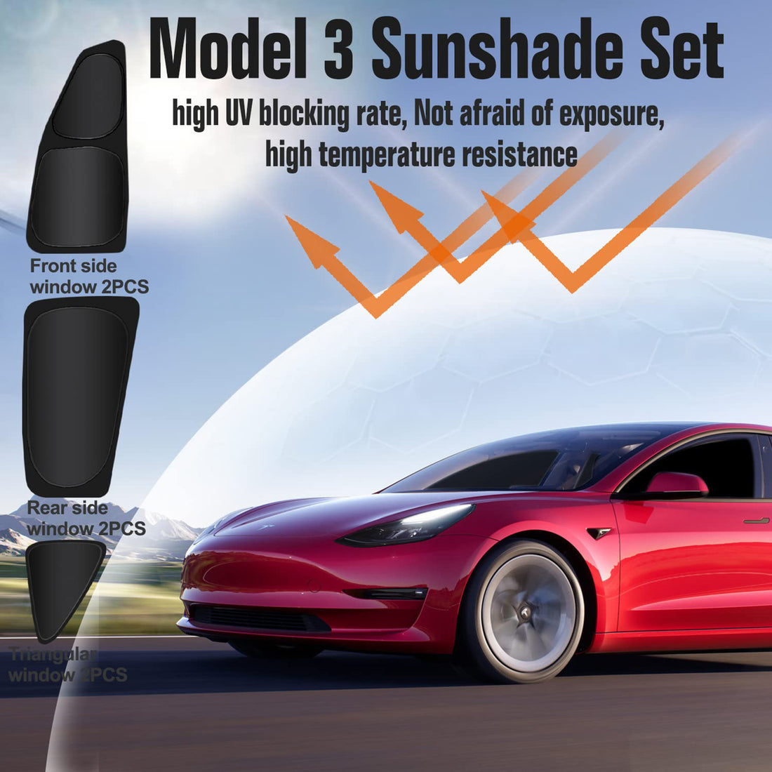 Tespart - Sunshade Cover UV Blocking for Tesla Model X 2016-2024 (12PCs)