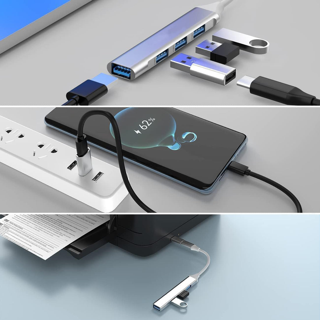 Tespart - Tesla USB Tepy C Hub suitable for Model 3/Y/S/X 4 in 1 USB 3.0 Ports
