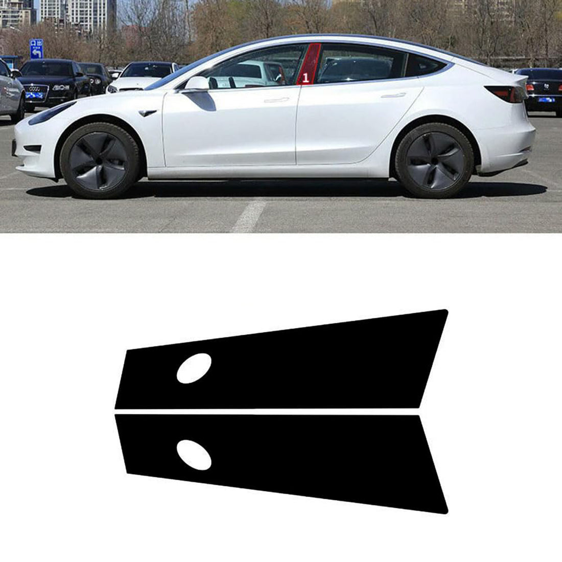 Tespart - The central column PC mirror acrylic decorative patch for Tesla Model 3 (2017-2023)