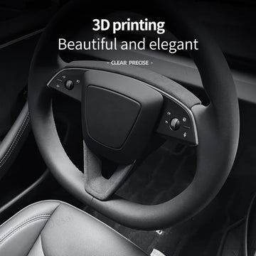 Tespart - Tumbled Leather Steering Wheel Panel for Tesla Model 3 Highland