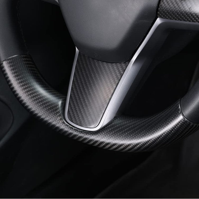 Upper  Lower Parts Steering Wheel Accessories for Tesla Model 3  Y - Carbon Fiber Interior Mods