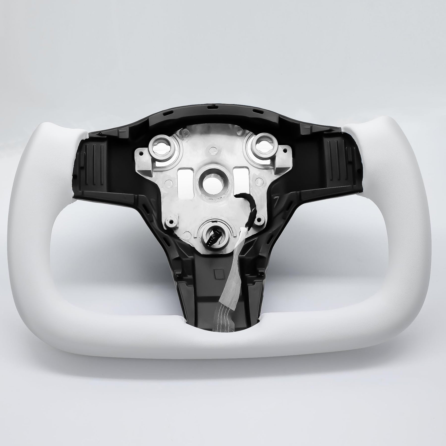 Tespart - White Leather Yoke Steering Wheel for Tesla Model 3 / Y 【Style 7】