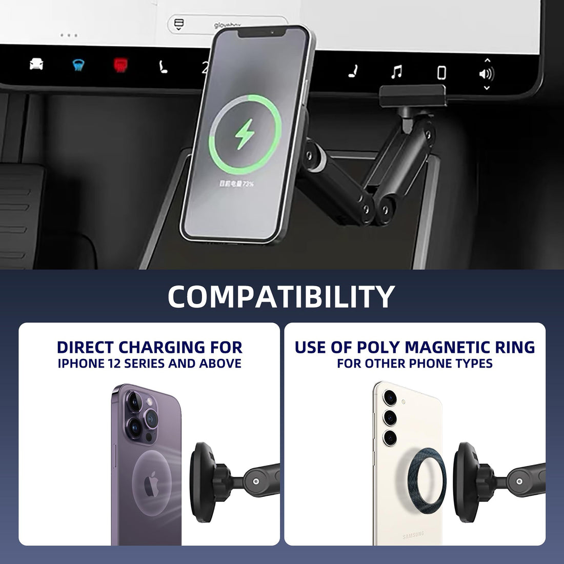 Tespart - Wireless Charging Phone Mount For Tesla Model 3/Y/S/X