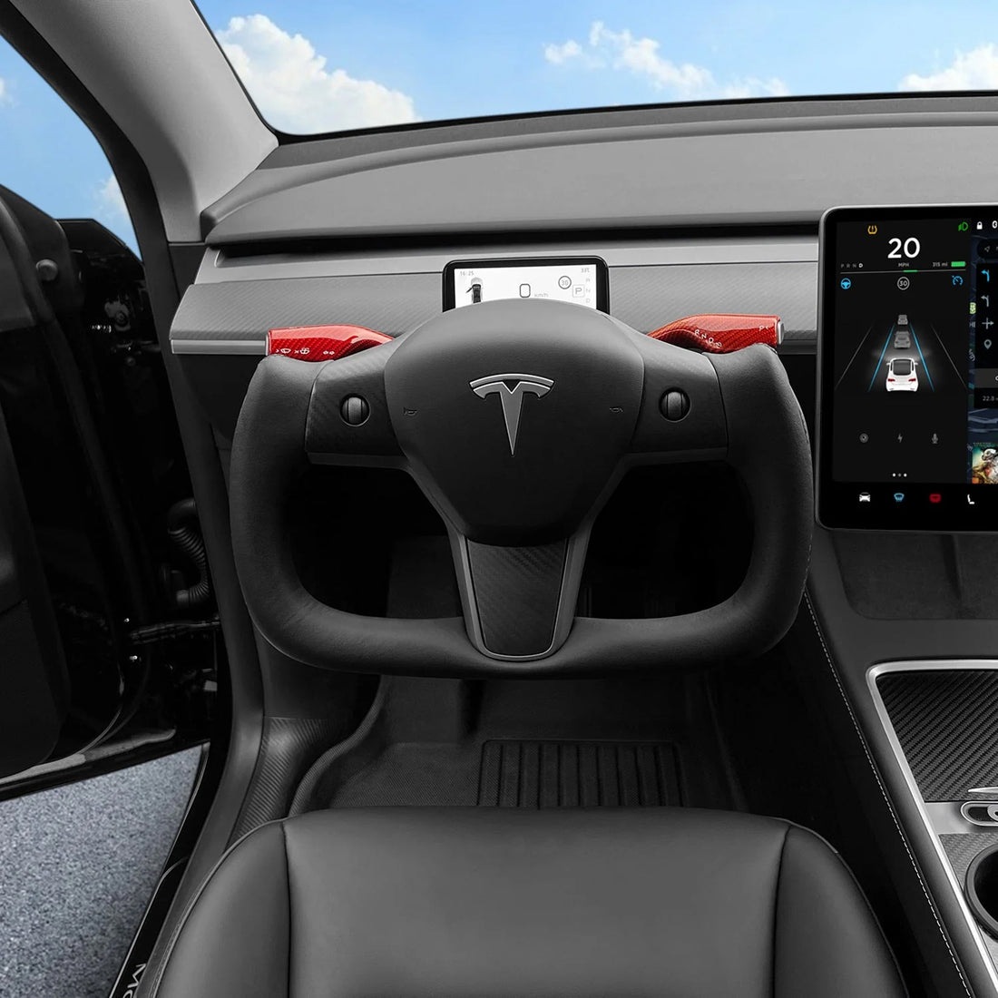 Tespart - Yoke Carbon Fiber Steering Wheel for Tesla Model 3 / Y【Style 34】