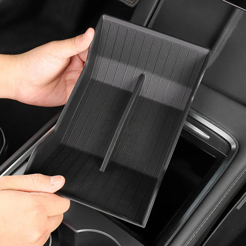 Caja de almacenamiento organizadora de consola con apoyabrazos para Tesla Model 3/Y 