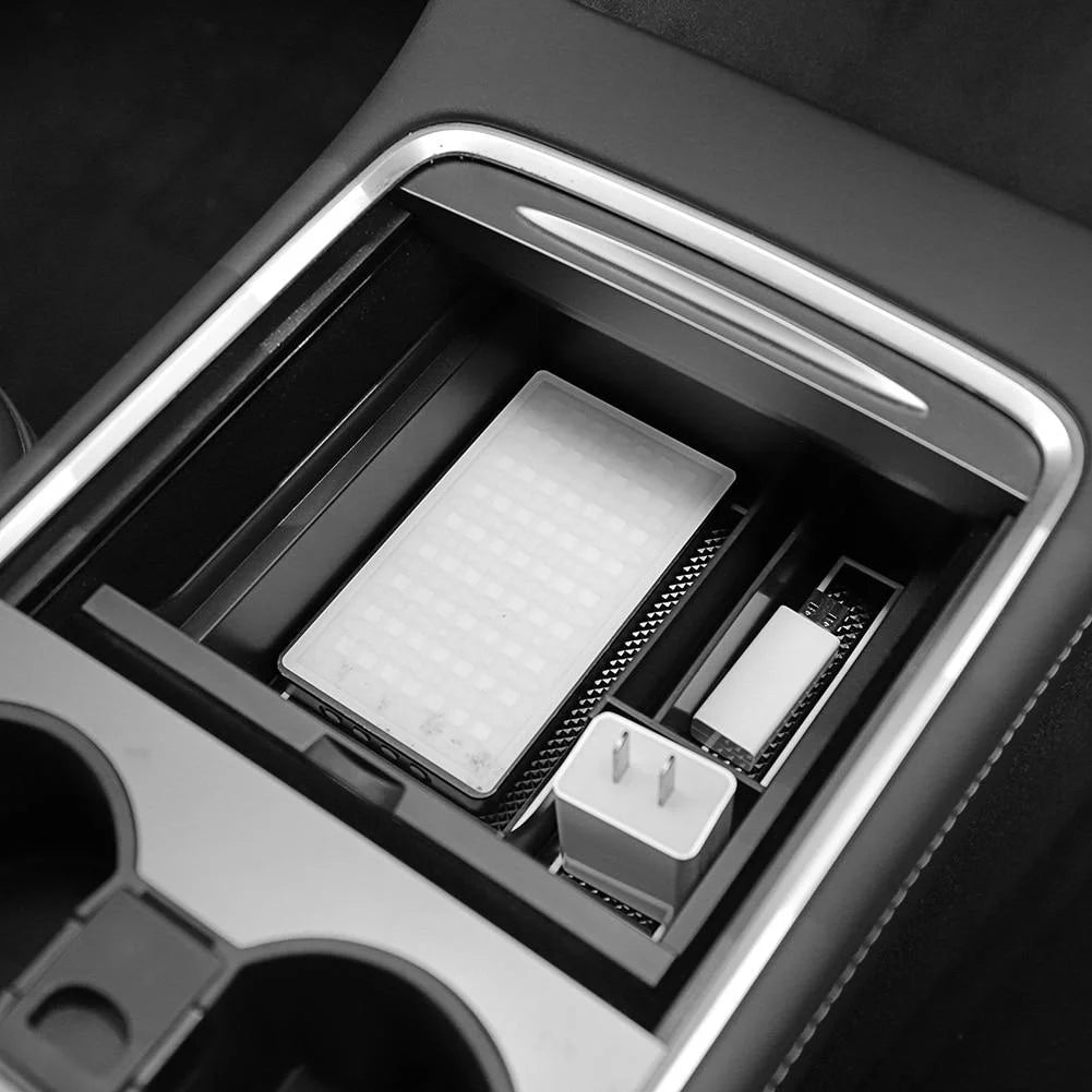 Caja de almacenamiento organizadora de consola central para Tesla Model 3 / Model Y 2021-2023